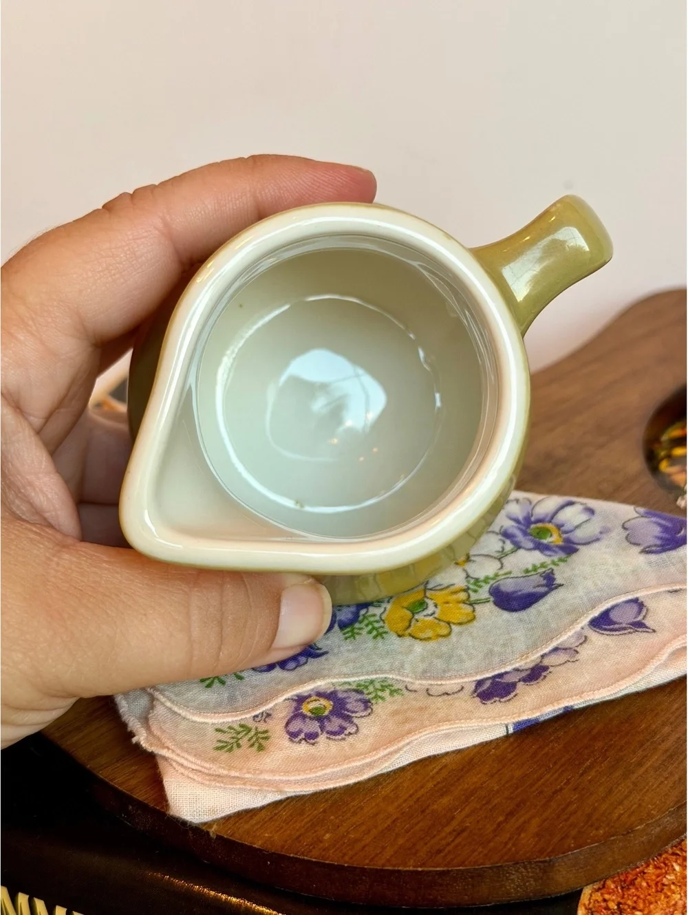 Vintage Homer Laughlin HLC Avocado Green Creamer Restaurant Ware Pitcher